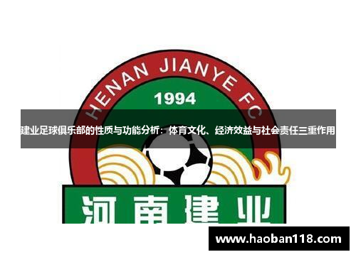 建业足球俱乐部的性质与功能分析：体育文化、经济效益与社会责任三重作用